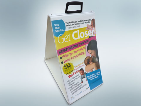 A3 White PVC Easel ring binder - press stud closures, briefcase handle, inserts encapsulated.