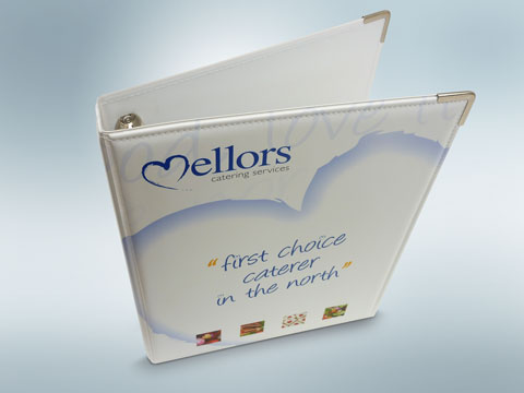 A4 PVC ring binder - chrome corners, foam padded & stitched, 4 colour litho printed.